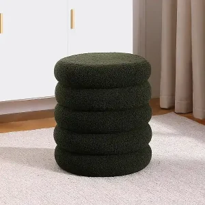 Hocker - Bouclé-Stoff - Tannengrün - ECAMBI Versand Am Gleichen Tag