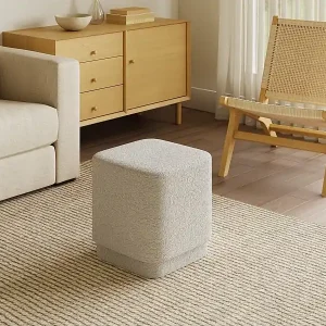 Rabatt Hocker – Bouclé-Stoff – Offwhite – ELVORO