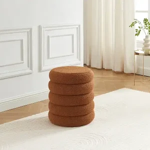 Ausverkauf Hocker - Bouclé-Stoff - Terrakotta - ECAMBI