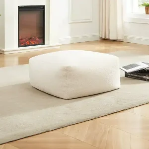 Hocker - Bouclé-Stoff - Weiß - SIRIETO Mega-Angebot