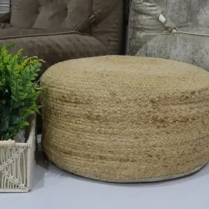 Markenware Hocker geflochten - Jute & Baumwolle - Naturfarben - KIRIGAN