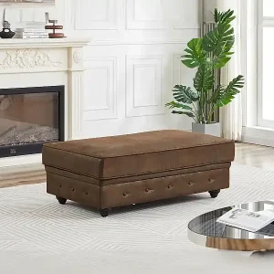 Hocker mit Stauraum - Mikrofaser - Vintage-Leder-Optik - CHESTERFIELD Schnäppchen