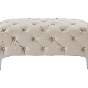 Chesterfield-Hocker - Samt - Beige - EDWINA Letzte Chance