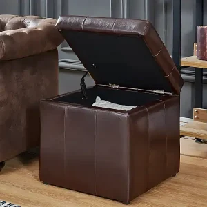 Sitzhocker mit Stauraum - Kunstleder - Braun - SERAFINO Geprüft