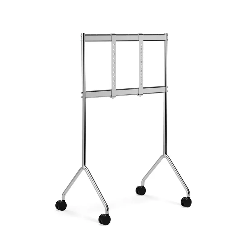 Neu Rollbarer TV-Ständer mit Mondlicht-Sockel – Metall/Chrom