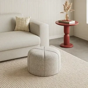 Wochenendangebot Hocker – Bouclé-Stoff – Creme – ZOFIRA