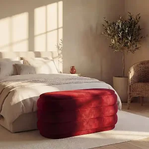 Banktruhe - Samt - Bordeauxrot - ECAMBI Garantierte Lieferung