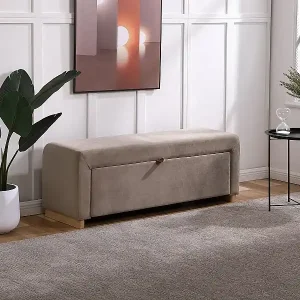 Banktruhe - Samt - Taupe - CAPINO Neu