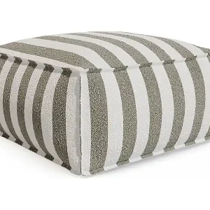 Gartenhocker - Bouclé-Stoff - Weiß-Beige gestreift - NOUMARA von MYLIA Echt