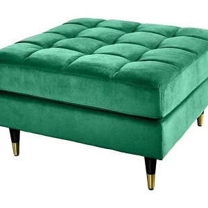 Rabatt Pouf KOLIRI smaragdgrün – quadratisches Design in Samt