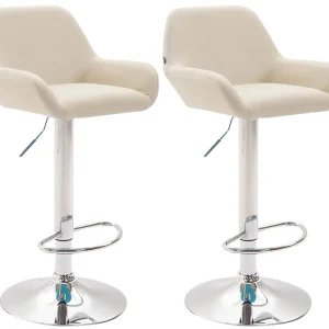 2er Set Barhocker Braga Kunstleder chrom, creme Versand Am Gleichen Tag
