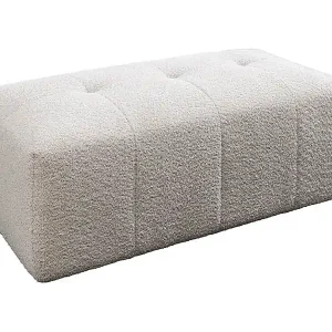 Pouf IMPERIA weiß Champagner – Klassischer Pouf in Bouclé-Stoff Preisreduziert