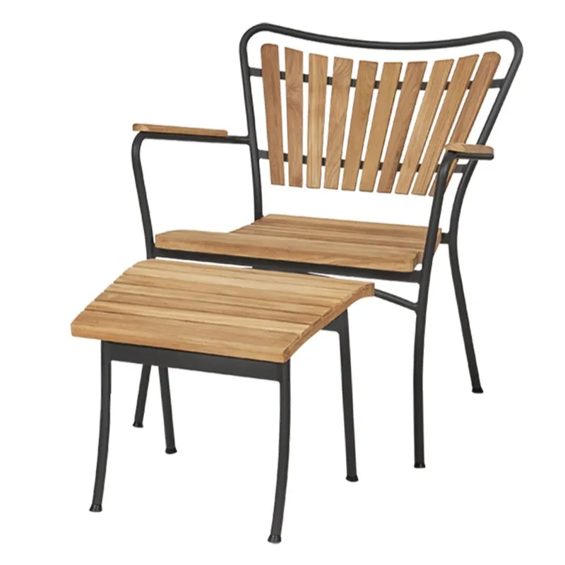 Mandalay Marguerit Lounge-Set, bestehend aus Sessel und Hocker – Teak/Anthrazit Zertifiziert