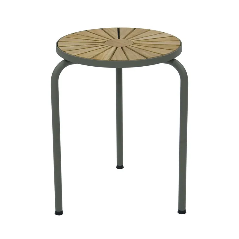 Hocker Mandalay Daisy Ø: 32 cm - Teak/Olivgrün Saisonangebot