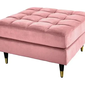 Pouf KOLIRI rosépuderfarben – quadratisches Design in Samt Schneller Versand