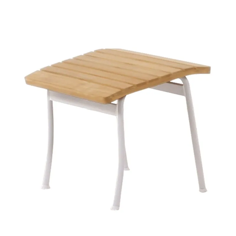 Zertifiziert Mandalay Marguerit Fußhocker, Höhe: 40 cm – Teak/Weiß