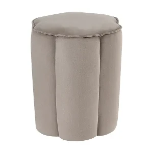 Ausverkauf Pouf Hocker Samt beige taupe Blumenform ⌀ 39 cm Polsterhocker 45 cm hoch Tappen