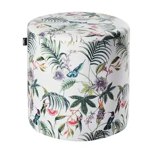 Solange Der Vorrat Reicht Pouf Samt bunt rund 47 cm Blumenmuster luxuriös Sitzhocker Samthocker Lovett