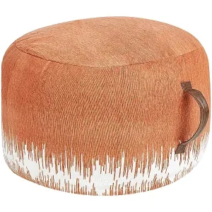 Angebot Pouf aus Baumwolle orange / weiß 50 x 30 cm mit Griff handgefertigter Hocker Kawai