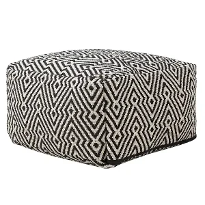Ausverkauf Pouf Sitzpouf Sitzhocker in schwarz-weißem Muster Baumwolle Mukki