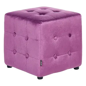 Stilvoller Hocker in Würfel Samtstoff violett Wisconsin Geprüft