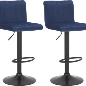 2er Set Barhocker Jamie Samt, blau Neu