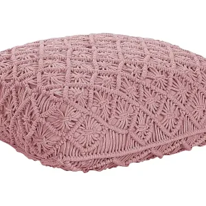 Sofort Bestellen Pouf Makramee BERRECHID Baumwolle Rosa 50 cm 50 cm 20 cm