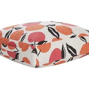 Moderner Pouf Baumwolle bunt Obst-Motiv 50x50cm quadratisch Mellal Preisreduziert