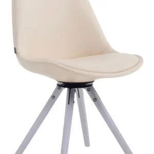 Super-Preis Besucherstuhl Calais Drehbar Weiß Rund, creme