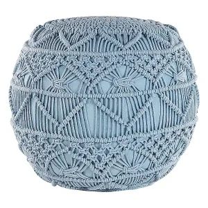 Pouf Makramee KAYSERI Baumwolle Blau 40 cm 40 cm 40 cm Nur Heute