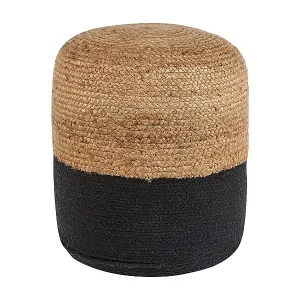 Indoor Pouf zweifarbig schwarz/sandbeige Füllung EPS rund ⌀46 cm Boho Dalama Jetzt Kaufen