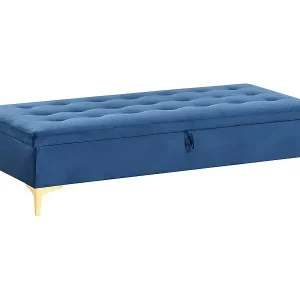 Aufbewahrungshocker ABERDEEN Samtstoff Marineblau Bestseller