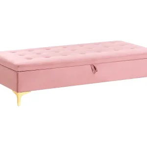 Aktuell Aufbewahrungshocker ABERDEEN Samtstoff Rosa