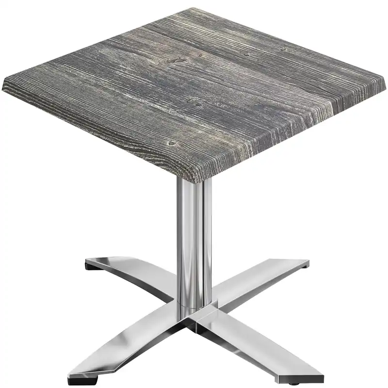 WTG | Bistro Außen Tisch | B: T: H:60 x 60 x 75,5 cm | Rustikal Kiefer / Aluminium | Quadratisch | Klappbar + Zusatzgewicht Direktkauf