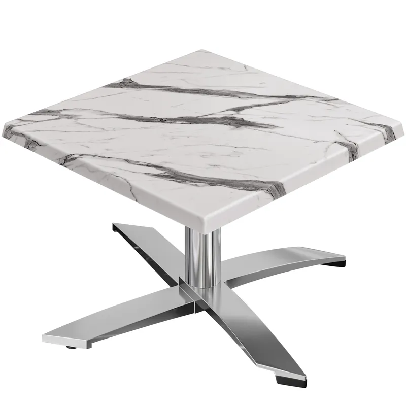 WTG | Jamaika Loungetisch | B: T: H:60 x 60 x 37 cm | Weiß Marmor / Aluminium | Klappbar | Zusatzgewicht Heißes Angebot