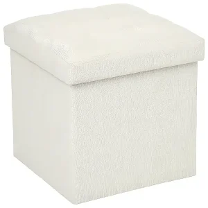 Versand Am Gleichen Tag Klappbarer Aufbewahrungshocker Beige Leinenoptik 38x38x38 cm, MDF-Struktur, Praktischer Stauraum für Erwachsene