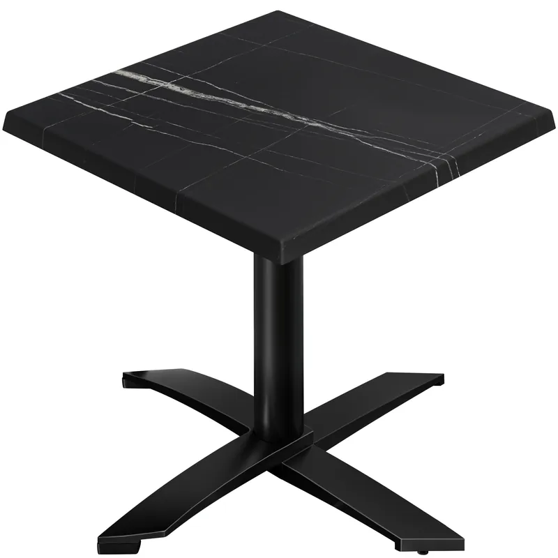 WTG | Bistro Außen Tisch | B: T: H:60 x 60 x 75,5 cm | Schwarz Marmor / Schwarz | Quadratisch Top-Seller