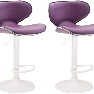 Versand Am Gleichen Tag 2er Set Barhocker Las Vegas V2 Kunstleder weiß, lila