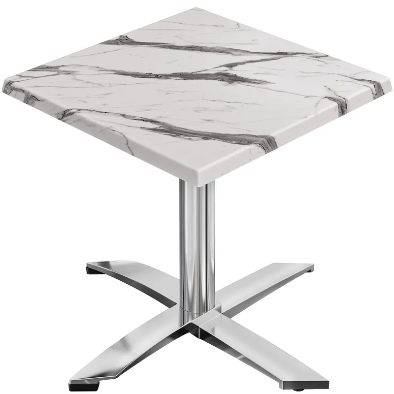 WTG | Bistro Außen Tisch | B: T: H:70 x 70 x 75,5 cm | Weiß Marmor / Aluminium | Quadratisch | Zusatzgewicht Nur Heute