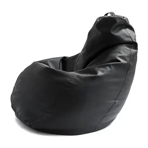 Knallerangebot Annachiara-Pouf, Sitzsack-Pouf, Sitzsack aus Ã–ko-Leder, 100 % Made in Italy, 70 x 70 x 110 cm, Schwarz