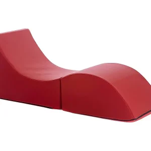 Neue Kollektion Klappbett Andreina, Hocker, der in ein Einzelbett umgewandelt werden kann, Chaiselongue aus Ã–ko-Leder, 100 % Made in Italy, 130 x 50 x 50 cm, Rot