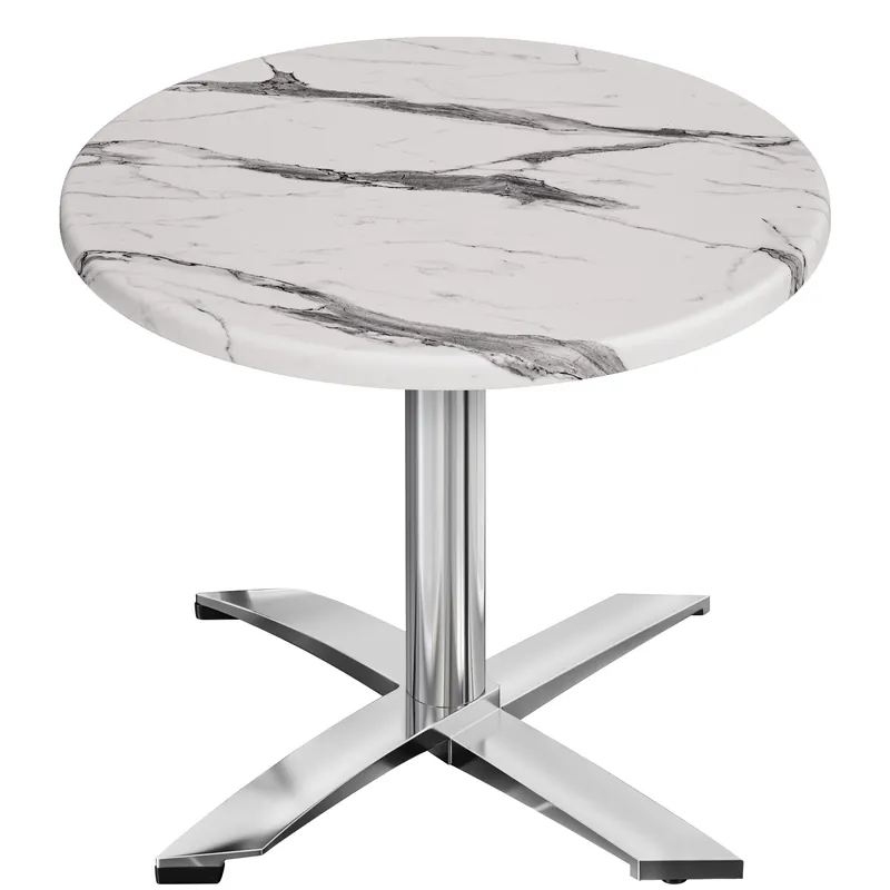 WTG | Bistro Außen Tisch | Ø:H 60 x 75,5 cm | Weiß Marmor / Aluminium | Rund Kostenfreie Lieferung