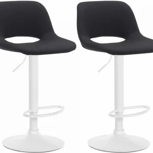 2er Set Barhocker Camden Stoff weiß, schwarz Highlight