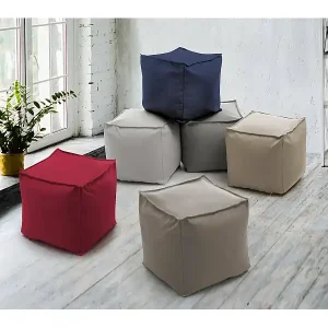 Preiswert Puff Dabbey, Multifunktionshocker, 100% Made in Italy, Relaxsessel aus gepolstertem Stoff, Cm 45x45h45, Blau