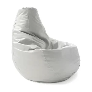Zertifiziert Puff Dabbew, Puff-Tasche, 100% Made in Italy, Sitzsack aus Kunstleder, Cm 70x70h110, Weiß