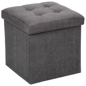 Neuheit Klappbarer Sitzhocker mit Stauraum 2-in-1 grau taupe Leinenoptik 38x38 cm für Erwachsene