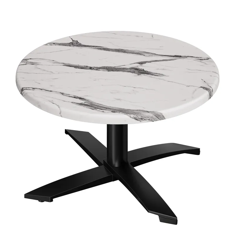 WTG | Jamaika Loungetisch | Ø:H 70 x 37 cm | Weiß Marmor / Schwarz | Zusatzgewicht Kostenloser Rückversand