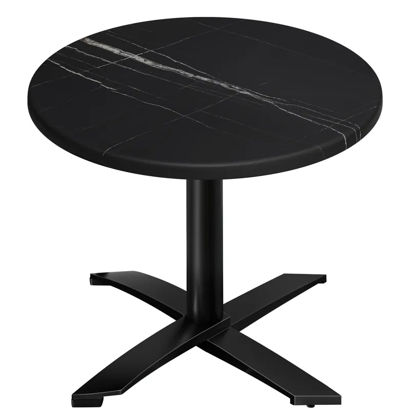 WTG | Bistro Außen Tisch | Ø:H 70 x 75,5 cm | Schwarz Marmor / Schwarz | Rund Letzte Chance