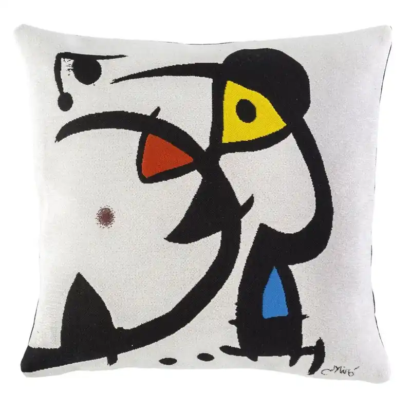 Poulin Design MIRÓ Pude 45x45 cm – Zwei von einem Vogel heimgesuchte Figuren Zertifiziert