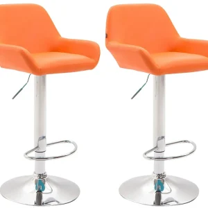 2er Set Barhocker Braga Kunstleder chrom, orange Neu